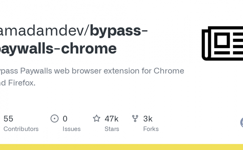 bypass-paywalls-chrome是一款网页浏览器扩展程序，旨在帮助用户绕过选定网站的付费墙。
